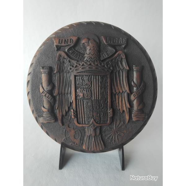 blason Franquiste en noyer WW2