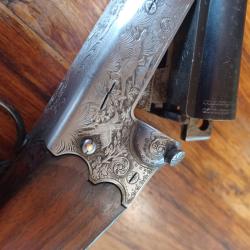 RARE FUSIL JUXTAPOS&Eacute; ARTISANAL ALLEMAND MERKEL B&Eacute;CASSIER LUXE GRAV&Eacute;  CAL20 CH76 CANONS 65CM BEL &Eacute;TAT