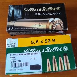 LOT de 37 cartouches sellier bellot  cal 5,6x52R