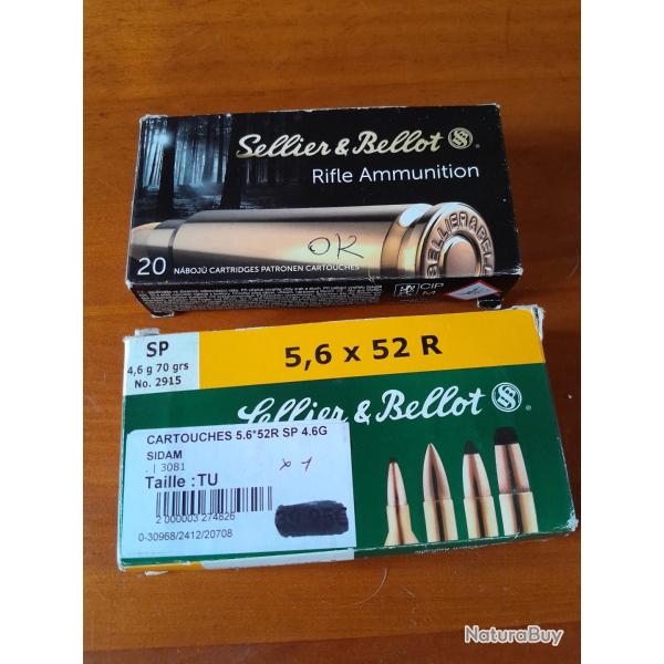 LOT de 37 cartouches sellier bellot  cal 5,6x52R