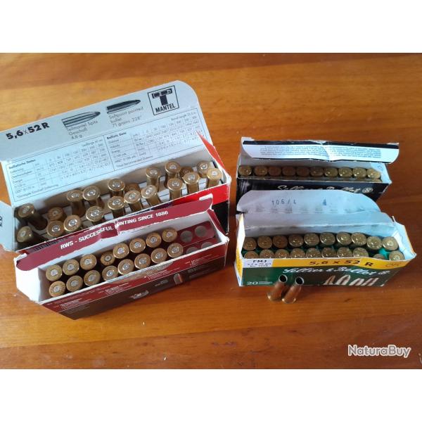 126 douilles de 5,6x52R