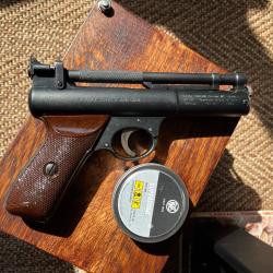 Pistolet &agrave; plomb Webley Senior cal. 4.5mm (.177) - r&eacute;vis&eacute; et rebronz&eacute;