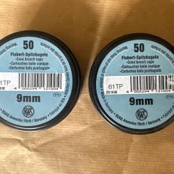 2 boite de 50 balles conique 9mm Flobert - RWS