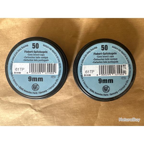 2 boite de 50 balles conique 9mm Flobert - RWS