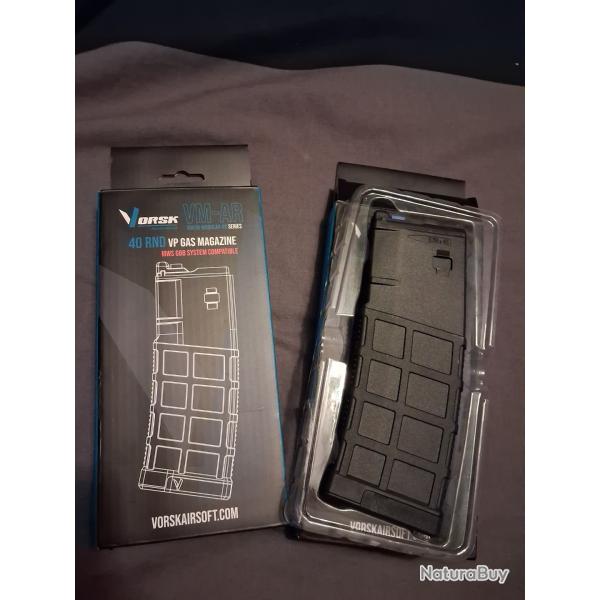 LOT DE 2 VORSK AIRSOFT CHARGEUR GAZ VMAR MWS NOIR