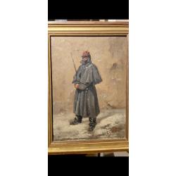 Peinture sur bois sentinelle poilu 25cmx20cm