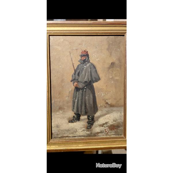 Peinture sur bois sentinelle poilu 25cmx20cm