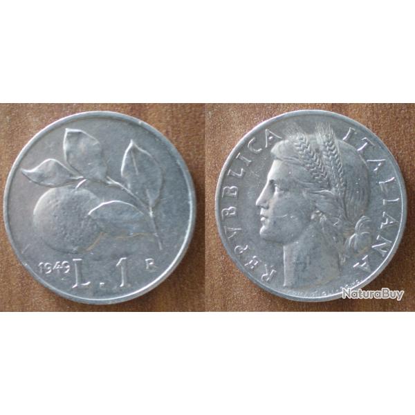 Italie 1 Lire 1949 Piece Alu Lires Italia Italy