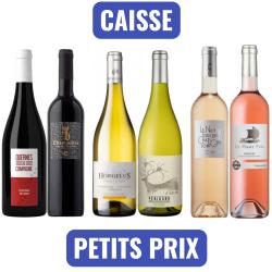 Caisse "Petits prix" 6 bouteilles, 2x rouge, 2x blanc, 2x ros&eacute;, livraison gratuite! Id&eacute;al pour l'&eacute;t&eacute;