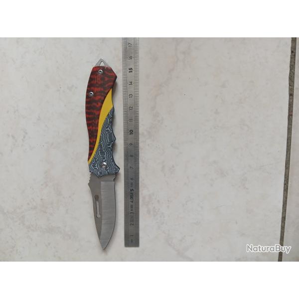 Couteau pliant tactique / EDC - manche multicolore