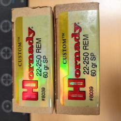 Lot de 2 bo&icirc;tes neuves Hornady Custom 22-250 60gr SP