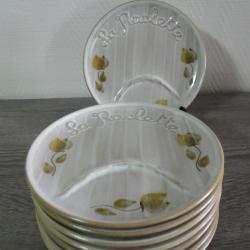6 ASSIETTES A FONDUE SARREGUEMINES FRANCE "CHARDONS"