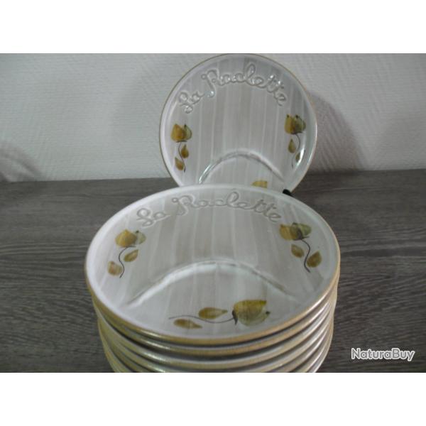 6 ASSIETTES A FONDUE SARREGUEMINES FRANCE "CHARDONS"