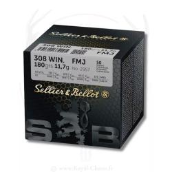 50 balles FMJ Cal.308 WIN 180Grs S&B