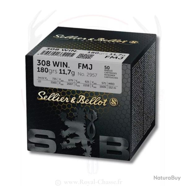 50 balles FMJ Cal.308 WIN 180Grs S&B