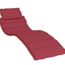 Coussin chaise longue tissu Oxford rouge bordeaux 186x58x4 cm imperm&eacute;able confortable