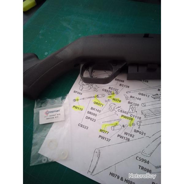 Kit de joint complet pour remise en �tat de la carabine Crosman 1077 CO2