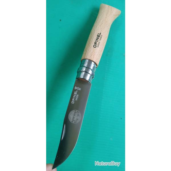 OPINEL  INOX  NO 8  .  ETAT NEUF ESTAMPILLE  :  GIGN  ( sur lame )  .