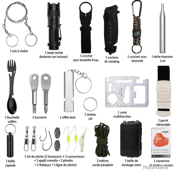 Kit de survie 25 en 1 - Livraison rapide