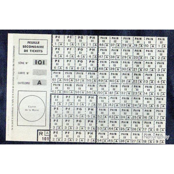 wwII, tickets de rationnement A pain