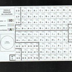 wwII, tickets de rationnement A feuille primaire s&eacute;rie 10
