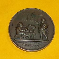 MEDAILLE BRONZE SOCIETE POUR L'INSTRUCTION ELEMENTAIRE ANNEE 1815, ATTIBUEE EN 1904 , DIAMETRE 40 MM