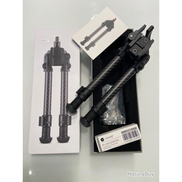 Bipied HAWKE Carbon Fiber Pro + adaptateur M-LOK