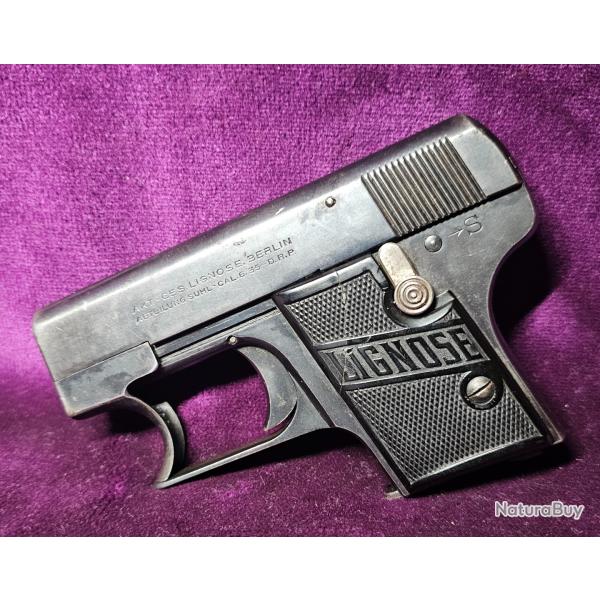 Lignose Einhand Modell 2A calibre 6,35 Browning - Pistolet allemand rare mono-matricule - cat�gorie