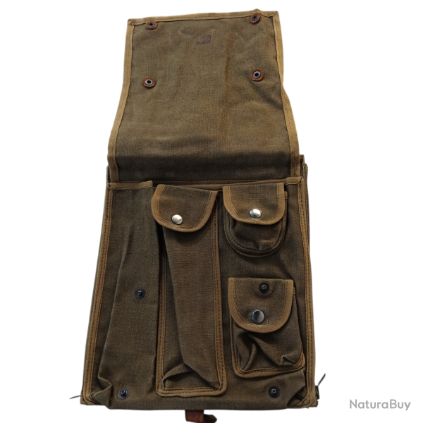 Porte-cartes Arm�e Fran�aise mod�le 58 - �poque guerre d'Alg�rie, toile et cuir authentique