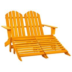 Chaise de Adirondack 2 places et pouf Sapin Orange