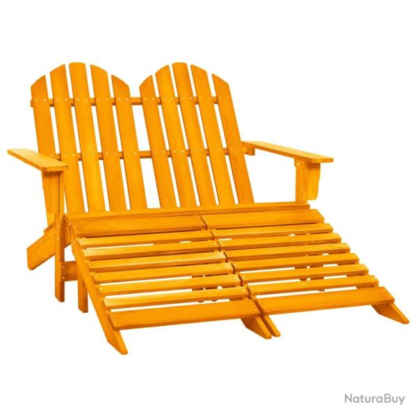 Chaise de Adirondack 2 places et pouf Sapin Orange