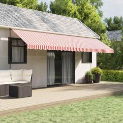 Tissu de remplacement pour auvent rouge et blanc, pour la terrasse, 600 &times; 350 cm