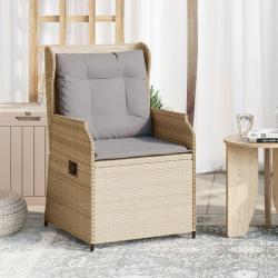 Chaises inclinables de jardin lot de 2 et coussins beige rotin