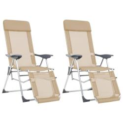 Chaises de camping pliantes et repose-pied lot de 2 textil&egrave;ne