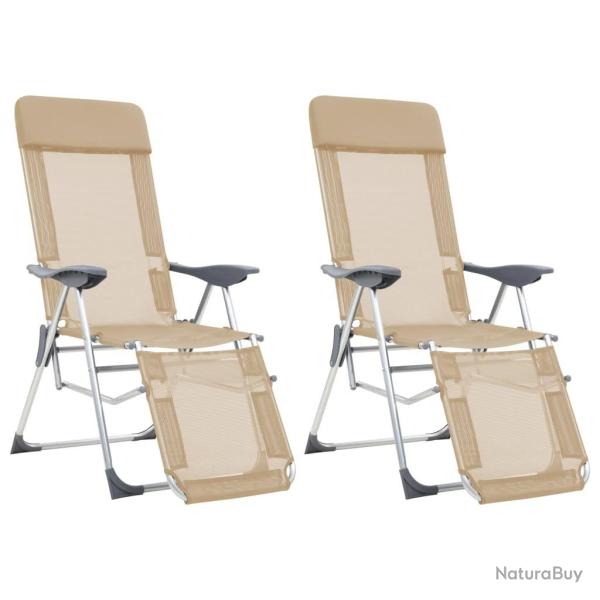 Chaises de camping pliantes et repose-pied lot de 2 textil�ne