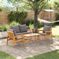 Ensemble bistrot avec coussin 4 pcs Marron Bois d'Acacia Massif