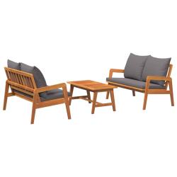 Ensemble bistrot avec coussin 3 pcs Marron Bois d'Acacia Massif