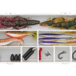 Kit de Leurres Westin Perch Box Dropshot + Texas & Carolina 1 bo&icirc;te / 18 leurres souples / 26 access