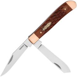 Couteau Kershaw Gadsden Folder Lames Acier D2 Manche Os Jasp&eacute; Marron Mitres Cuivre KS4381BJB