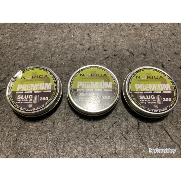 Lot de 3 boites soit 600 plombs Norica cal 6.35mm poids 2.14g / 33 grains lot4