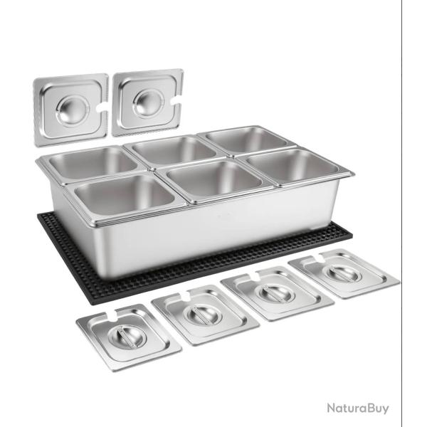 Saladette � Poser 6 Bacs GN 1/6,  en Acier Inoxydable