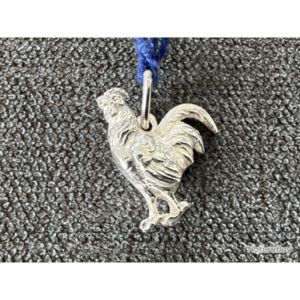 Pendentif argent massif neuf - Foot- Equipe de France - coq