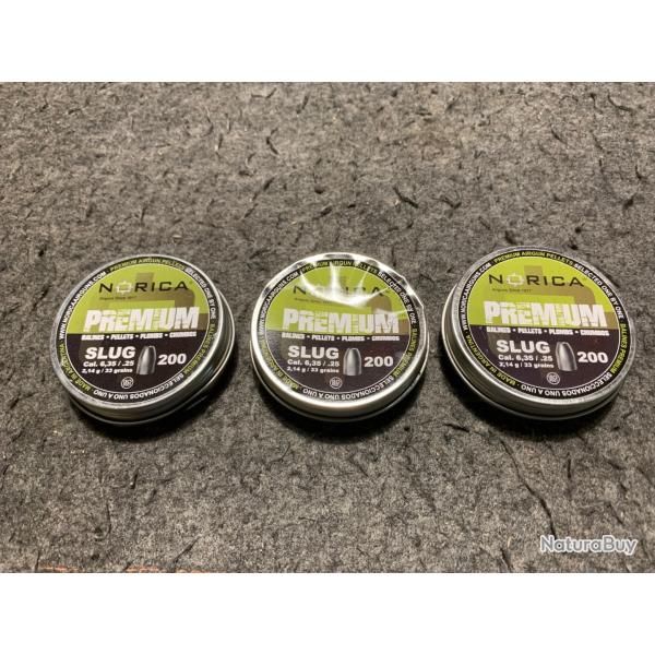 Lot de 3 boites soit 600 plombs Norica cal 6.35mm poids 2.14g / 33 grains lot5