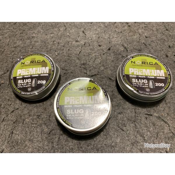 Lot de 3 boites soit 600 plombs Norica cal 6.35mm poids 2.14g / 33 grains lot6