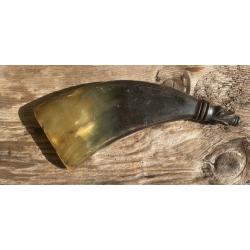 Poire &agrave; poudre en corne au dragon 18&egrave;me si&egrave;cle.