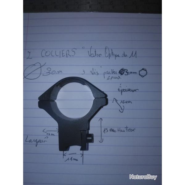Ench�re sans prix de r�serve de 2 colliers haut de 30 mm de diam�tre et pour rail de 11 mm