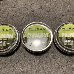 Lot de 3 boites soit 300 plombs Norica cal 9mm/.35 poids 4.85g / 75 grains lot8