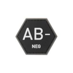 Bloodgroup Hexagon Rubber Patch AB Neg - Black/White - R&eacute;f: 10865551700 - KBoutique