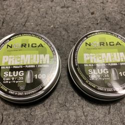 Lot de 2 boites soit 200 plombs Norica cal 9mm/.35 poids 4.85g / 75 grains lot11
