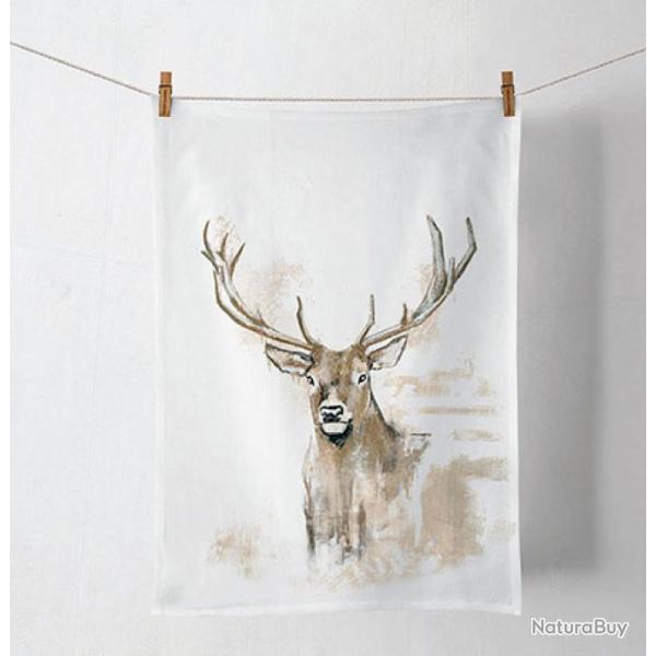 Torchon de cuisine LOVERGREEN dessin t�te de cerf